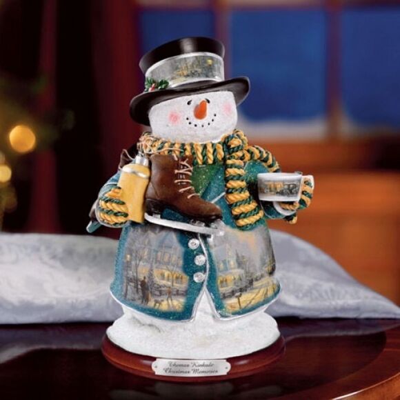 NEW Thomas Kinkade Christmas Memories Snowman Figurine The Bradford Edition 2004 - Picture 1 of 5